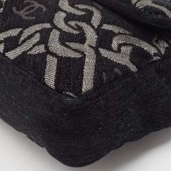 Pre Owned Chanel Black/Silver Printed Tweed CC Chainlink Flap Bag