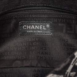 Pre Owned Chanel Black/Silver Printed Tweed CC Chainlink Flap Bag