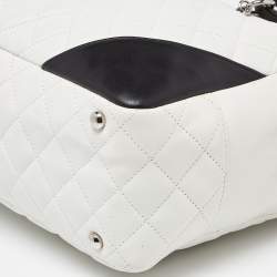 Pre Owned Chanel White/Black Quilted Leather Cambon Ligne Bowler Bag
