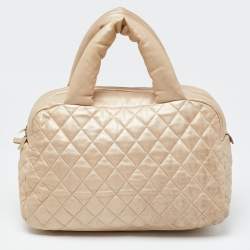 Pre Owned Chanel Gold Quilted Leather Coco Cocoon Bowler Bag