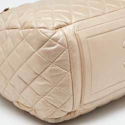 Pre Owned Chanel Gold Quilted Leather Coco Cocoon Bowler Bag