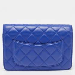 Pre Owned Chanel Blue Quilted Leather Classic WOC Bag
