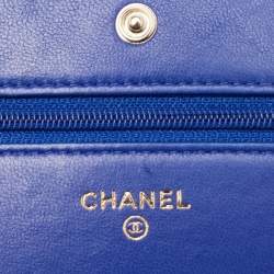 Pre Owned Chanel Blue Quilted Leather Classic WOC Bag