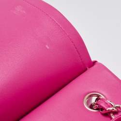Pre Owned Chanel Fuchsia Quilted Lambskin Leather Jumbo Classic Double Flap Bag