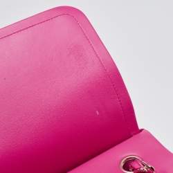 Pre Owned Chanel Fuchsia Quilted Lambskin Leather Jumbo Classic Double Flap Bag
