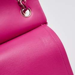Pre Owned Chanel Fuchsia Quilted Lambskin Leather Jumbo Classic Double Flap Bag