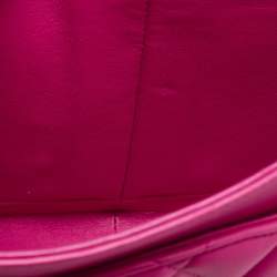 Pre Owned Chanel Fuchsia Quilted Lambskin Leather Jumbo Classic Double Flap Bag