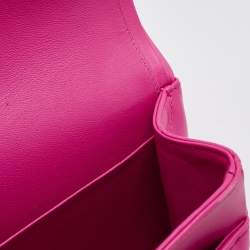 Pre Owned Chanel Fuchsia Quilted Lambskin Leather Jumbo Classic Double Flap Bag