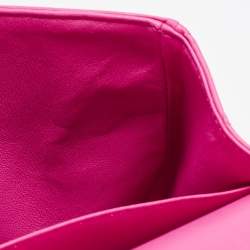 Pre Owned Chanel Fuchsia Quilted Lambskin Leather Jumbo Classic Double Flap Bag