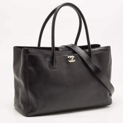 Pre Owned Chanel Black Leather Cerf Shopper Tote