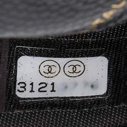 Chanel Black Caviar Leather CC Pearl Flap Chain Coin Purse 