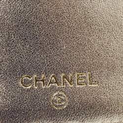Pre Owned Chanel Navy Blue/Gold Denim CC Zip Around Wallet