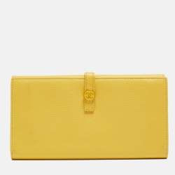 Chanel Yellow Leather CC Flap French Continental Wallet