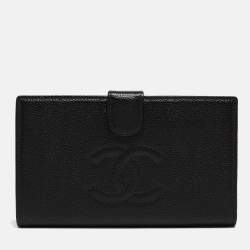 Chanel Black Caviar Leather Timeless CC French Wallet