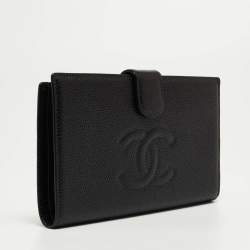 Chanel Black Caviar Leather Timeless CC French Wallet