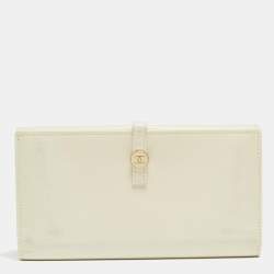 Chanel White Leather CC Flap French Continental Wallet