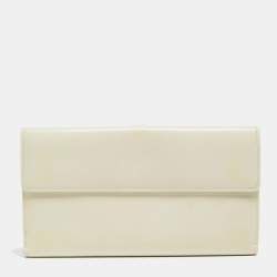 Chanel White Leather CC Flap French Continental Wallet