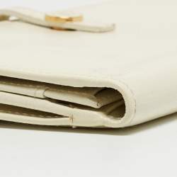 Chanel White Leather CC Flap French Continental Wallet