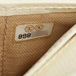 Chanel White Leather CC Flap French Continental Wallet