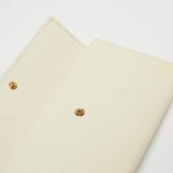 Chanel White Leather CC Flap French Continental Wallet