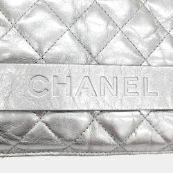 Pre Owned Chanel Silver Leather Clutch
