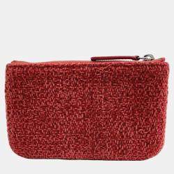 Pre Owned Chanel Red Lurex Boucle Mini Deauville Pouch 