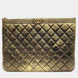 Pre Owned Chanel Caviar Boy Clutch New Medium