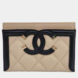Chanel Beige/Black caviar card wallet