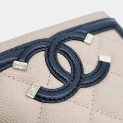Chanel Beige/Black caviar card wallet