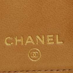 Pre Owned Chanel Beige CC Caviar Leather CC Timeless French Wallet  