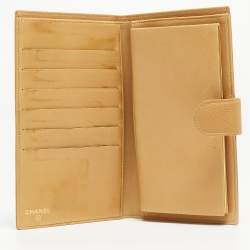 Pre Owned Chanel Beige CC Caviar Leather CC Timeless French Wallet  