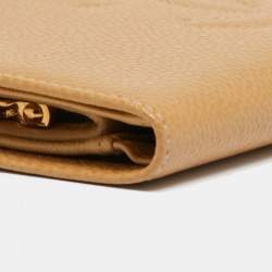 Pre Owned Chanel Beige CC Caviar Leather CC Timeless French Wallet  