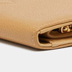 Pre Owned Chanel Beige CC Caviar Leather CC Timeless French Wallet  