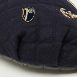 Pre Owned Chanel Navy Blue/Black Quilted Wool and Leather Paris Hamburg Charm Belt Bag