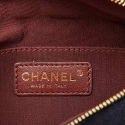 Pre Owned Chanel Navy Blue/Black Quilted Wool and Leather Paris Hamburg Charm Belt Bag