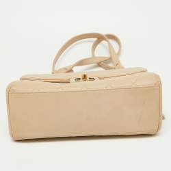 Pre Owned Chanel Beige Quilted Leather Small Trapezio Bag