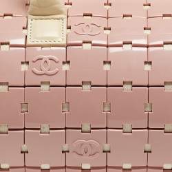 Pre Owned Chanel Pink/Light Beige Acrylic Lucite Puzzle Barrel Satchel