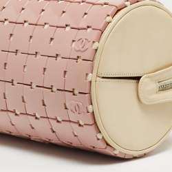Pre Owned Chanel Pink/Light Beige Acrylic Lucite Puzzle Barrel Satchel