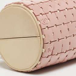 Pre Owned Chanel Pink/Light Beige Acrylic Lucite Puzzle Barrel Satchel