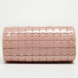 Pre Owned Chanel Pink/Light Beige Acrylic Lucite Puzzle Barrel Satchel