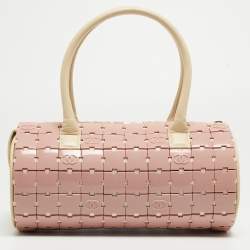 Pre Owned Chanel Pink/Light Beige Acrylic Lucite Puzzle Barrel Satchel