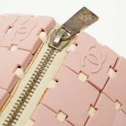 Pre Owned Chanel Pink/Light Beige Acrylic Lucite Puzzle Barrel Satchel