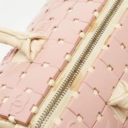 Pre Owned Chanel Pink/Light Beige Acrylic Lucite Puzzle Barrel Satchel