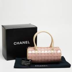 Pre Owned Chanel Pink/Light Beige Acrylic Lucite Puzzle Barrel Satchel