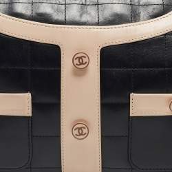 Pre Owned Chanel Black/Beige Choco Quilted Leather Mademoiselle Jacket Shoulder Bag