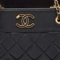 Pre Owned Chanel Black Quilted Leather CC Chain Tote