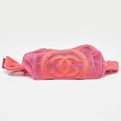 Pre Owned Chanel Pink Mesh and Fabric CC Belt Bag