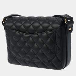 Chanel Black Calfskin Leather Ruffle Quilted Flap Bag Shoulder Bag