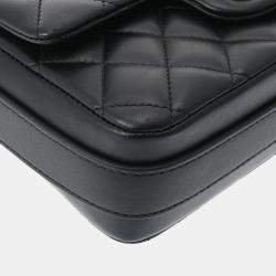 Chanel Black Calfskin Leather Ruffle Quilted Flap Bag Shoulder Bag