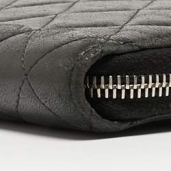 Pre Owned Chanel Black Quilted Leather Zip Around Classic Organizer